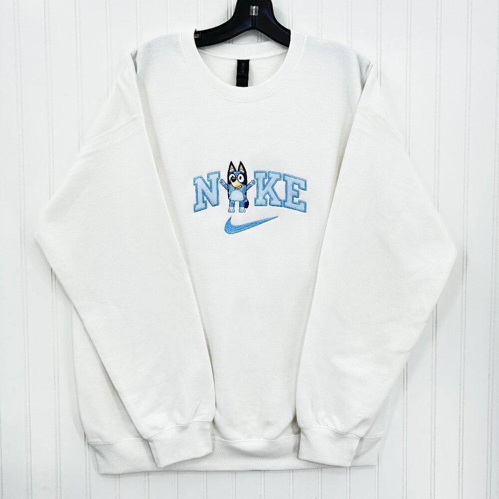 Nike Bluey Sweatshirt Embroidered Adult Unisex Crewneck Cartoon Dog Sisters Gift - Picture 5 of 7